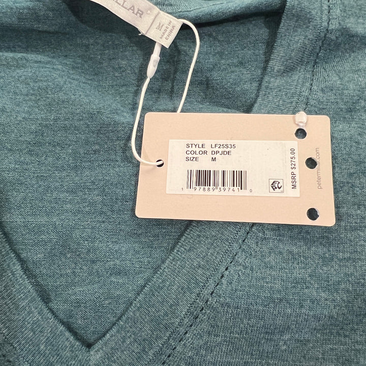 Peter Millar Women's V-Neck Sweater Excursionist Flex Deep Jade Size M