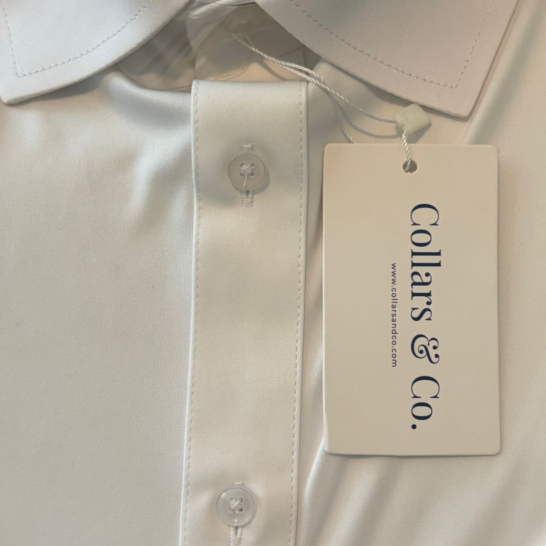 Collars & Co Men's Golf L/S Polo Apex Semi-Spread Collar White Size M