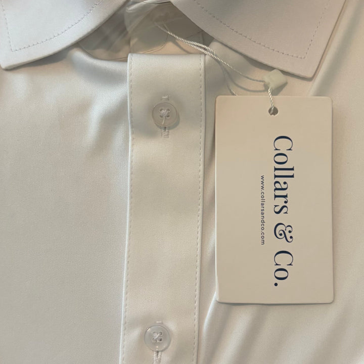 Collars & Co Men's Golf L/S Polo Apex Semi-Spread Collar White Size M