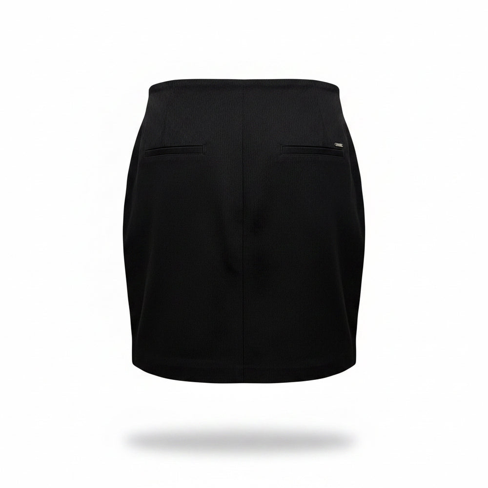 Swing Control Solid Textured Jacquard Vented Skort 18" - Black - 4 - Skorzie