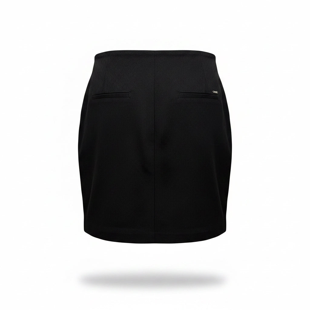 Swing Control Solid Textured Jacquard Vented Skort 18" - Black - 4 - Skorzie