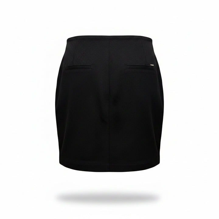 Swing Control Solid Textured Jacquard Vented Skort 18" - Black - 4 - Skorzie