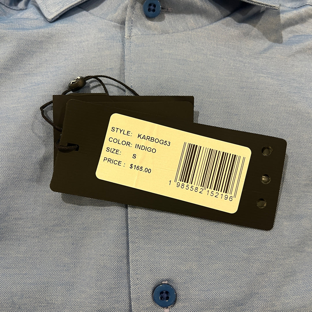 Luchiano Visconti Men's Shirt One-Piece Collar Performance Stretch Indigo Size S