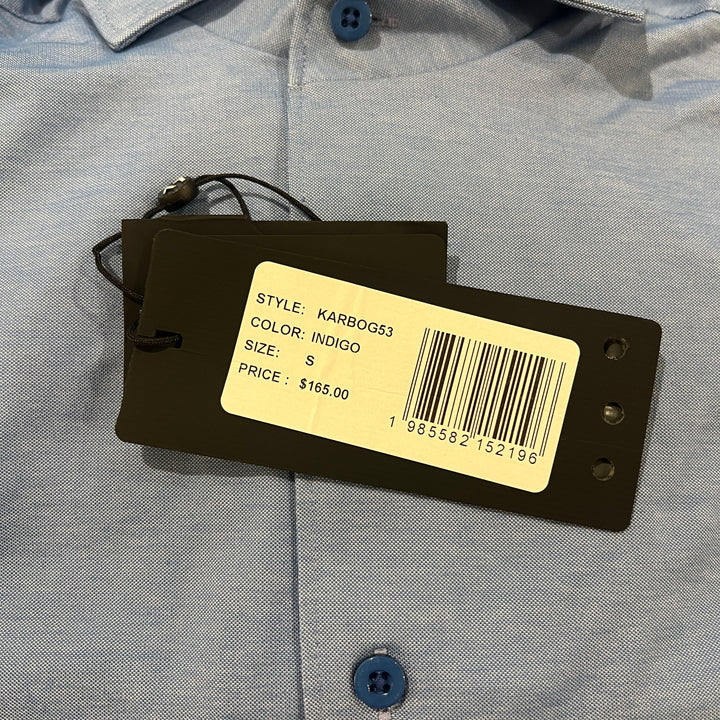 Luchiano Visconti Men's Shirt One-Piece Collar Performance Stretch Indigo Size S
