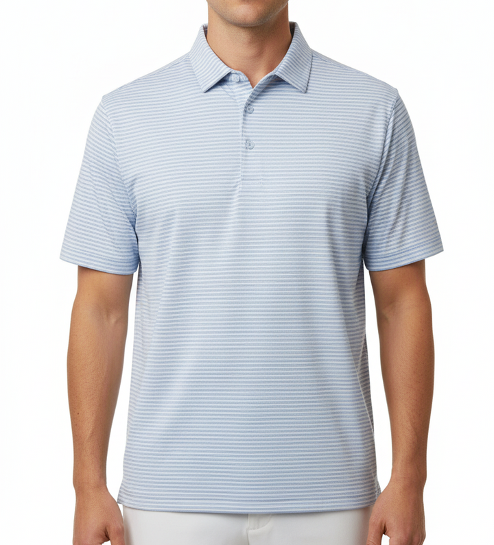 Straight Down Men's Golf Polo Channel Stripe Nantucket Size L