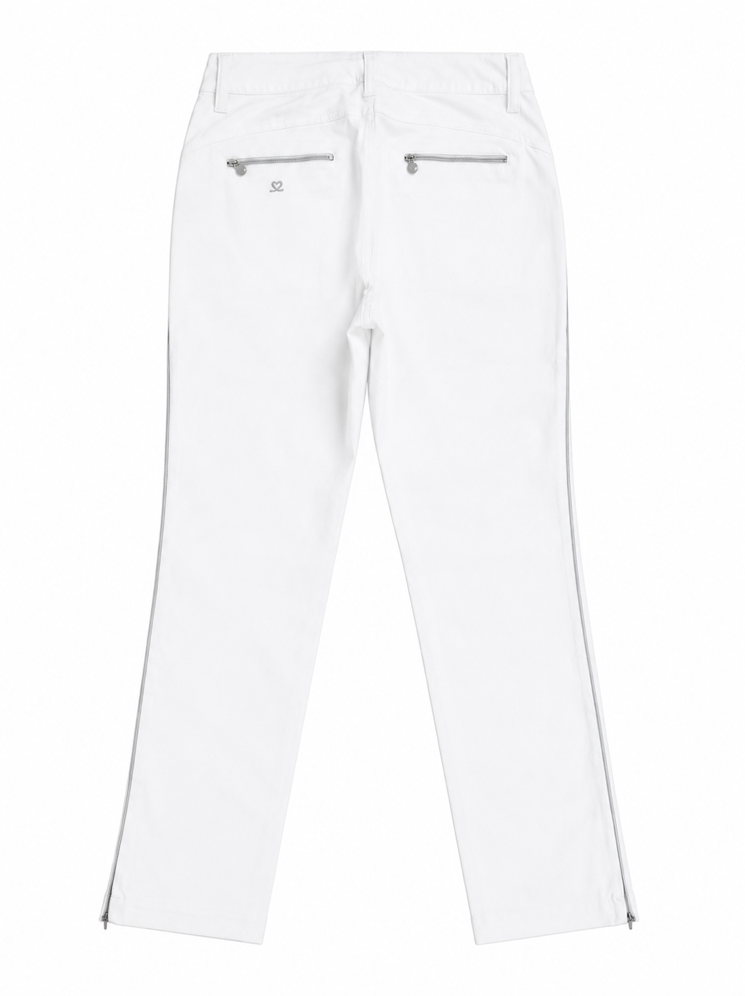 Daily Sports Glam High Water Ankle Pant - White with Silver Piping