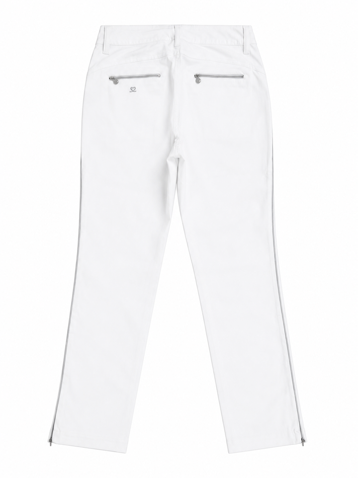 Daily Sports Glam High Water Ankle Pant - White with Silver Piping