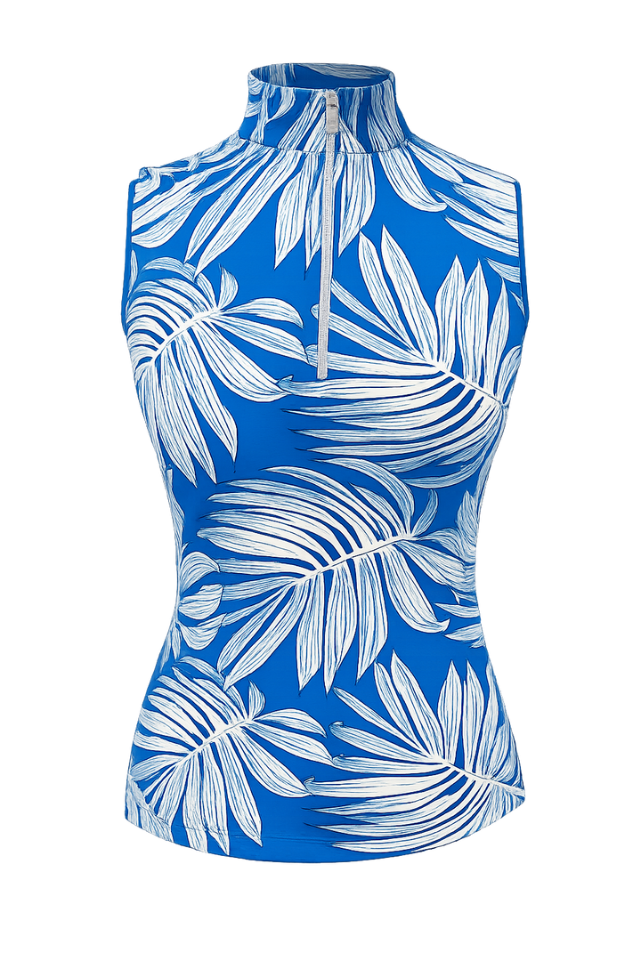Tail Women's Monarch Sleeveless Zip Top - Pacific Palm
