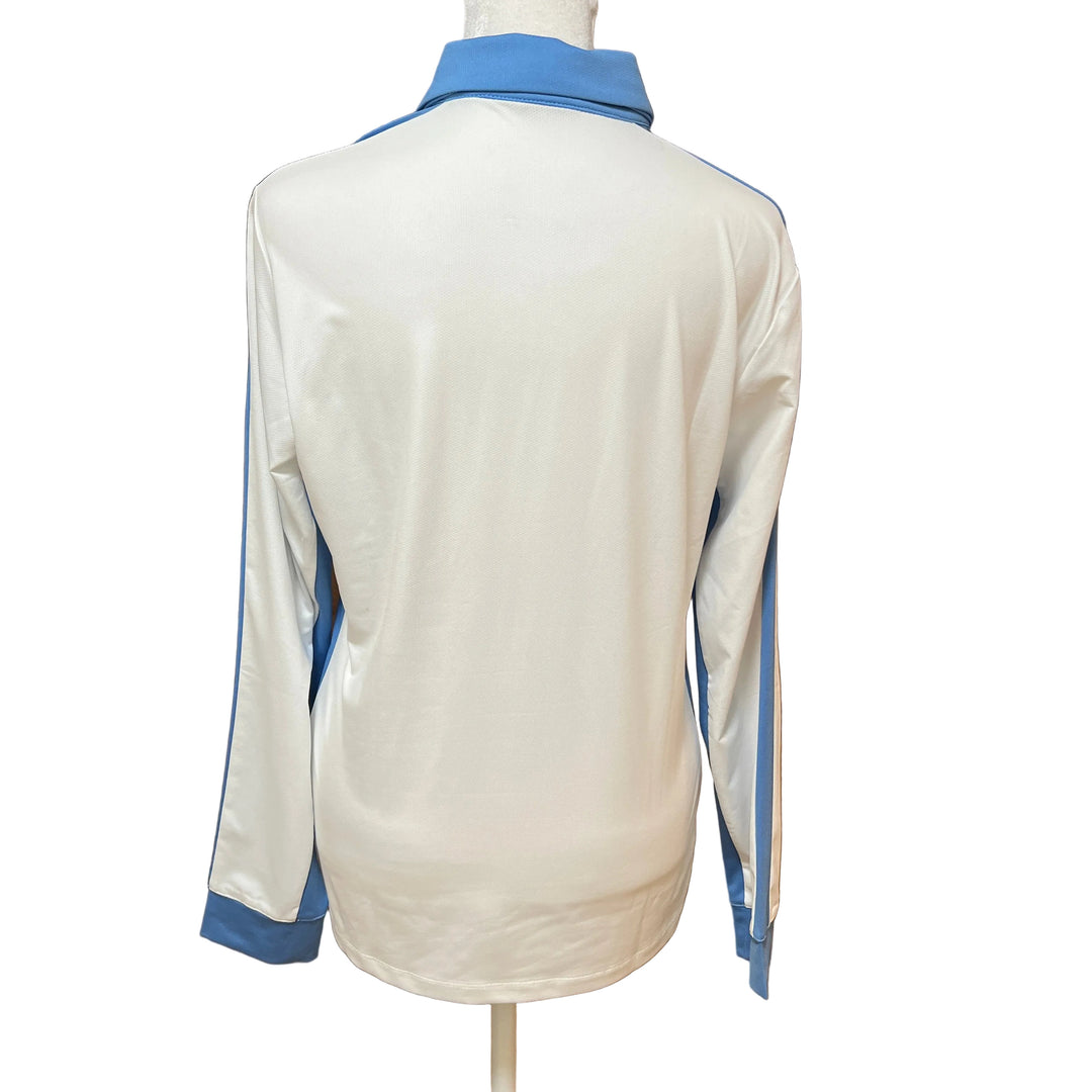 Dunning Moira Ventilated Long Sleeve Polo - White/Lake Blue - Medium - Skorzie