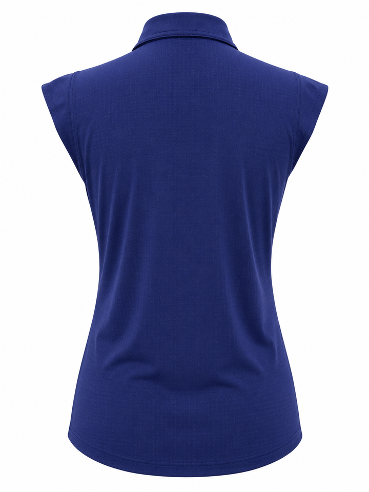 IBKUL Womens Riley Sleeveless Zip Polo - Navy