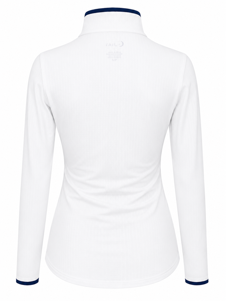 G-Lifestyle Long Sleeve Quarter Zip - White/Navy - XS