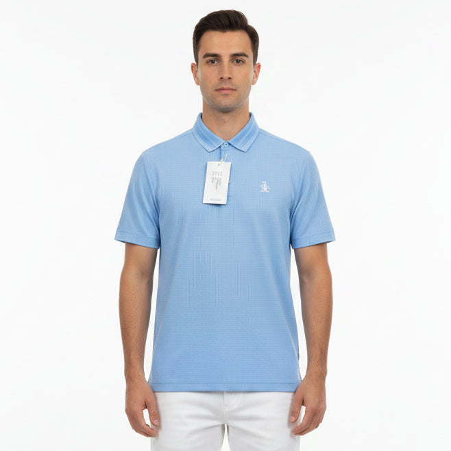 Original Penguin Men's Tennis Polo Seersucker Baby Blue Jay Size M