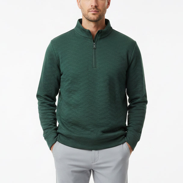 G/FORE Men's Golf Pullover Dunes Cotton Quilted Pine Size M