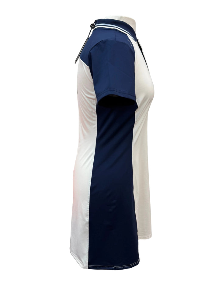 RLX By Ralph Lauren Color-Blocked Stretch Jersey Polo Dress - White/Navy