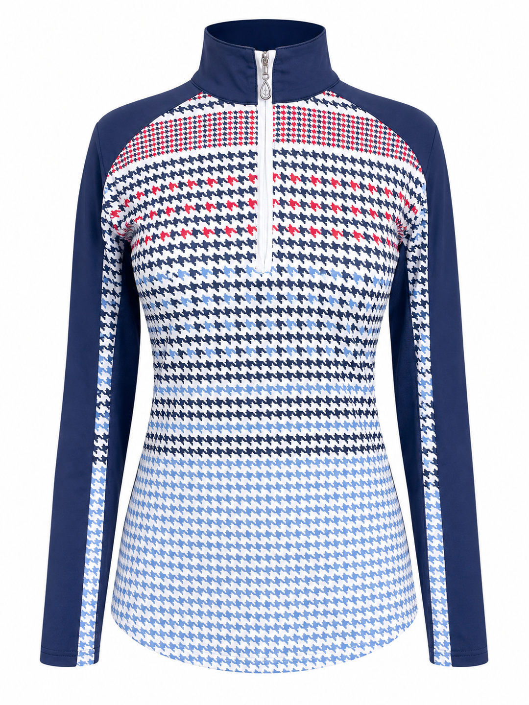 SanSoleil Womens Long Sleeve Zip Polo - Draper Cornflower