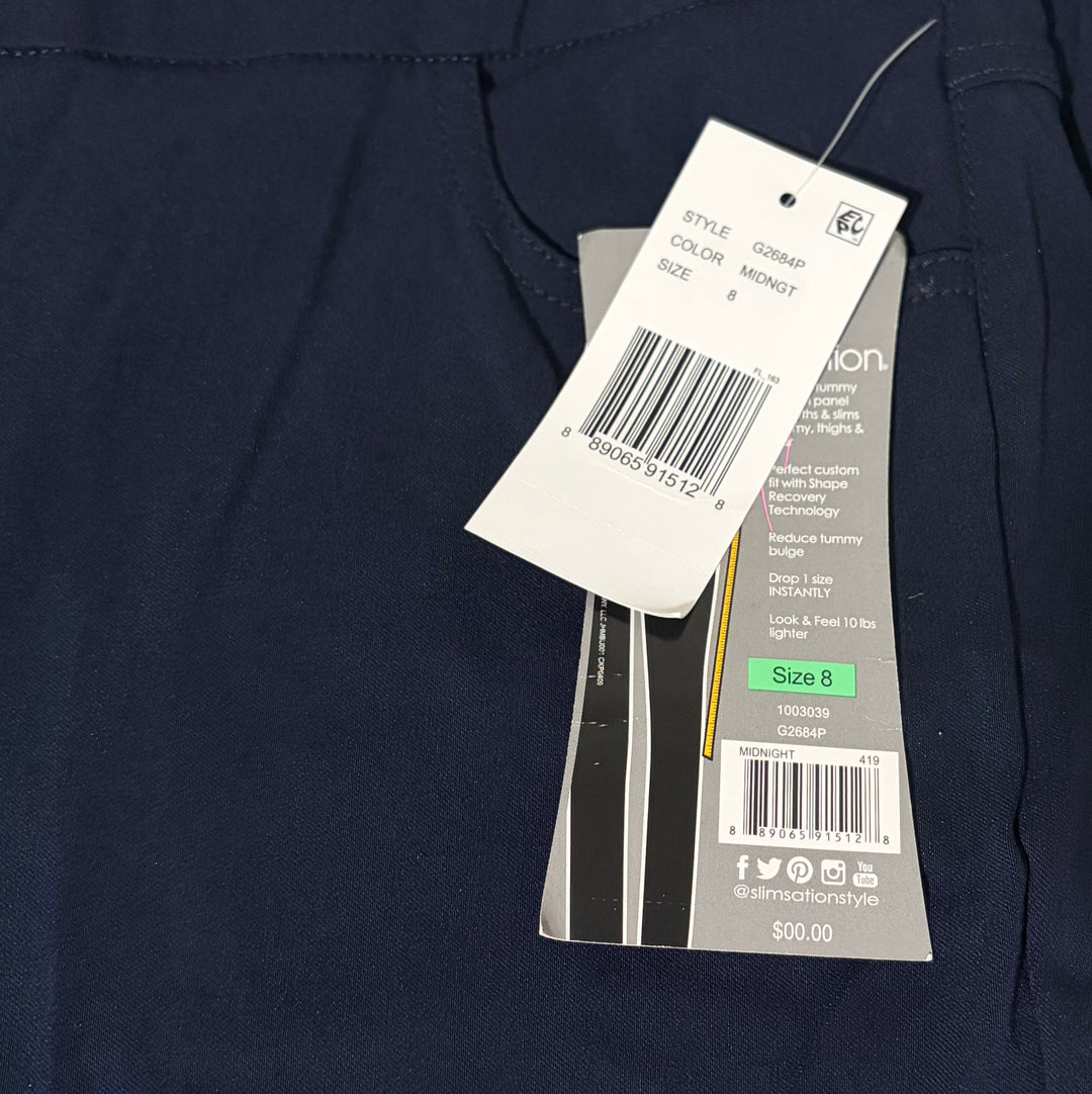 Slimsation Women's Narrow Golf Pants 31" Midnight Blue Size 8