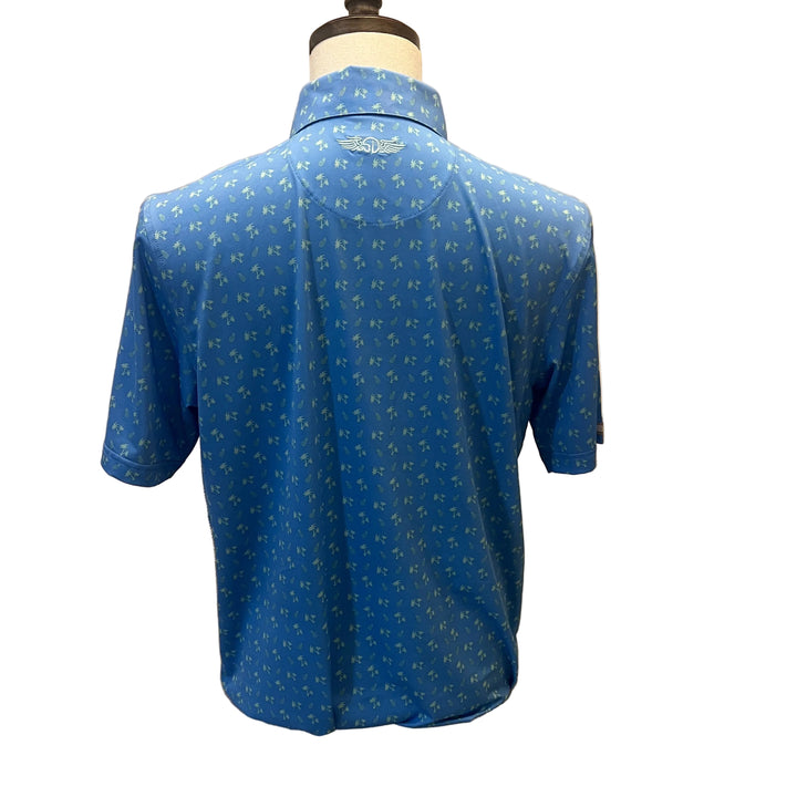 Straight Down Palm Coconut Polo (w/ logo) - Blue - Small - Skorzie