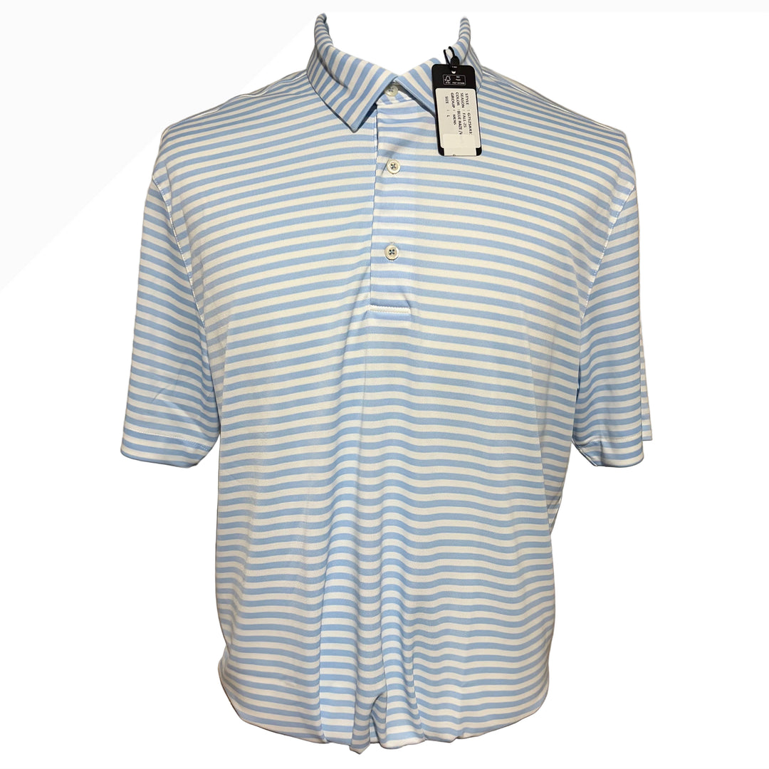 Greg Norman Recycled Microlux Stripe Polo - Blue Haze/White - Large - Skorzie