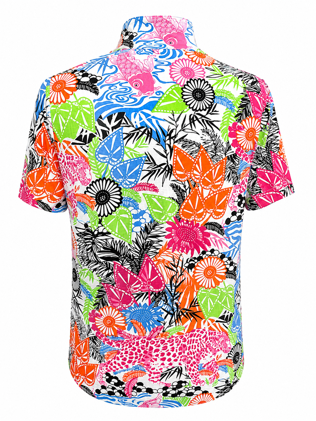 IBKUL Tropics Short Sleeve Zip Mock - Multicolor