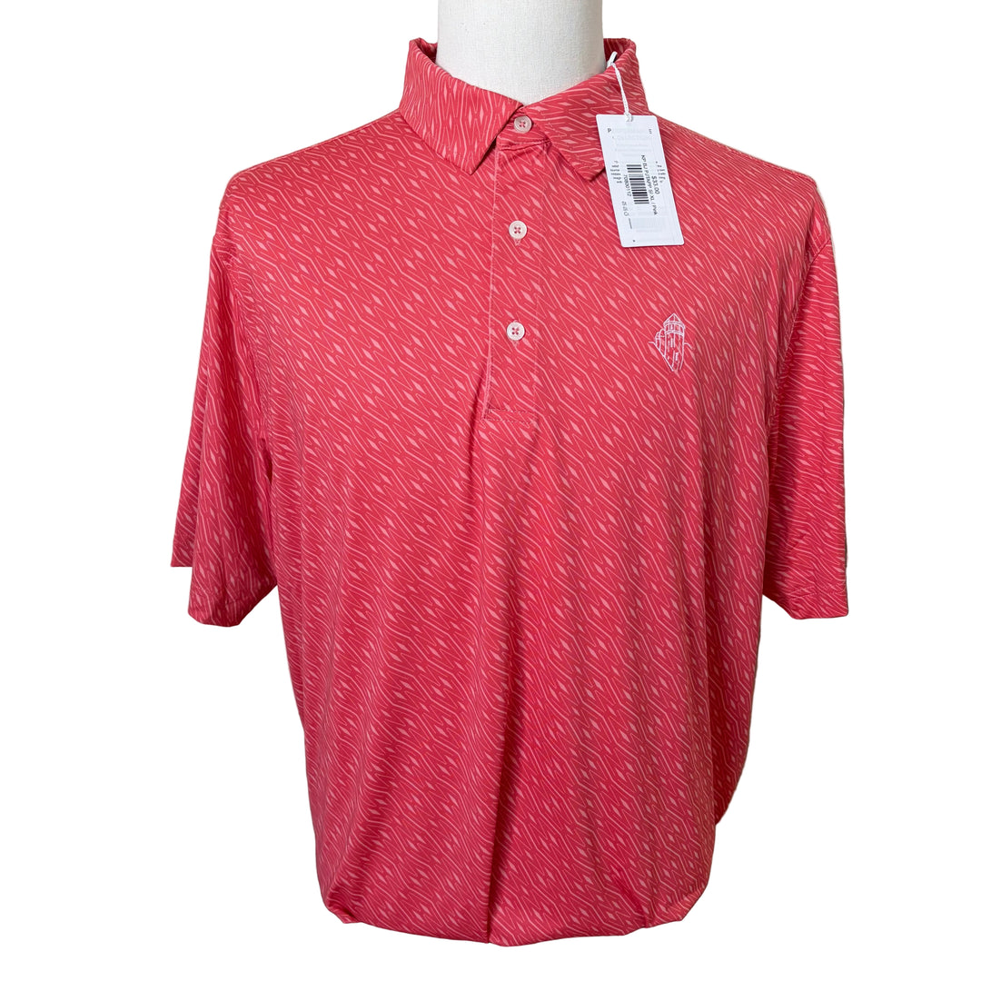 Bobby Jones Performance Jersey Tonal Argyle Print Polo (w/ logo) - Strawberry Ice - X-Large - Skorzie