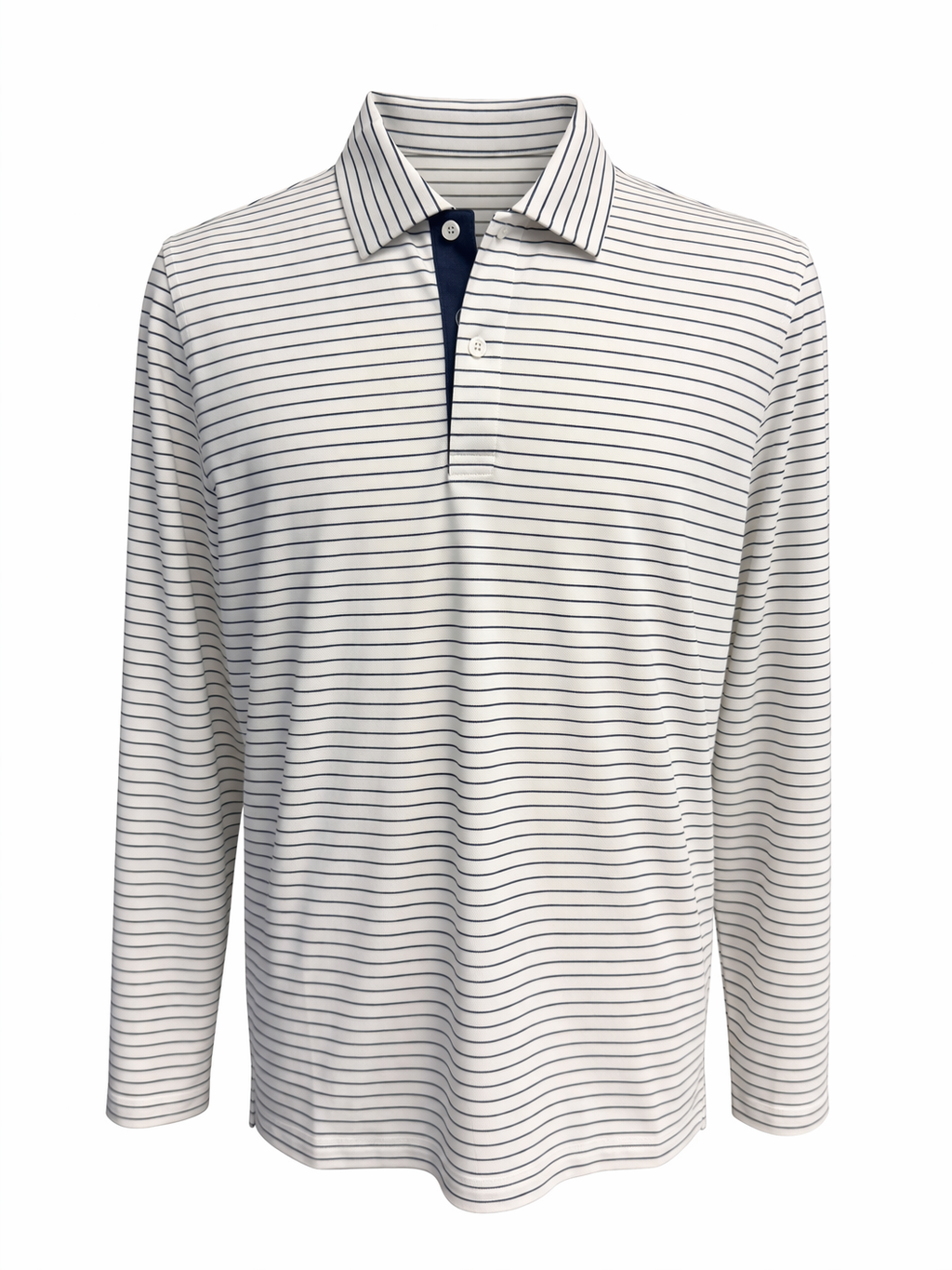 SanSoleil TEK-ICE L/S STRIPE POLO -  WHITE/INK - Skorzie