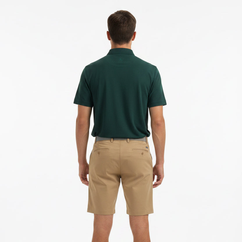 G/FORE Men's Polo Herringbone Stitch Collar Pine Size M