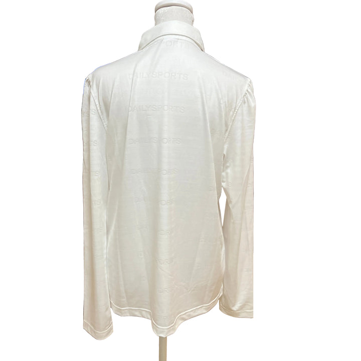Daily Sports Jacquard LS Polo (w/ logo) - White - Large - Skorzie