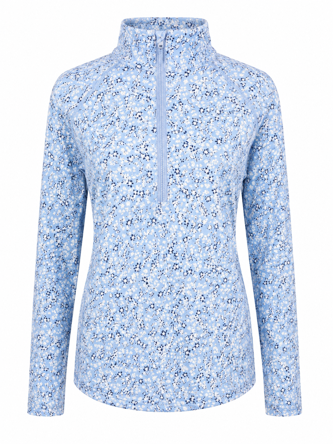 Jofit Long Sleeve Floral Quarter Zip (w/ logo) - Blue