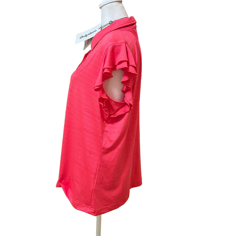 Daily Sports Frill SL Polo (w/ logo) - Coral - X-Large - FINAL SALE ITEM - Skorzie