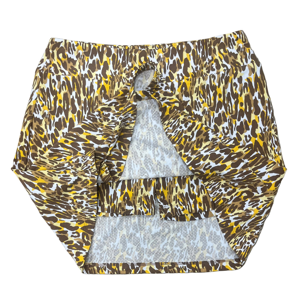 IBKUL Leopard Print Layered Skort 16" - Brown - Skorzie