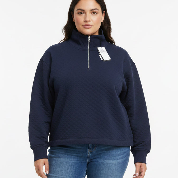 RLX Ralph Lauren Women's Golf 1/4 Zip Quilted Funnelneck Navy Size XL