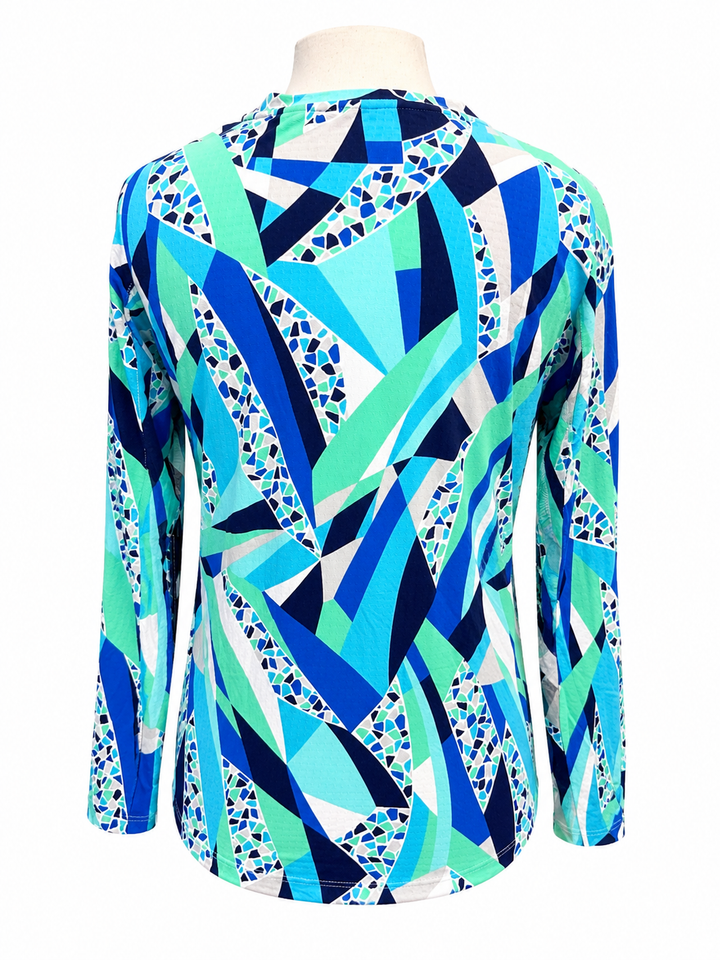 IBKUL Long Sleeve Crew Neck Top - Brianna Blue