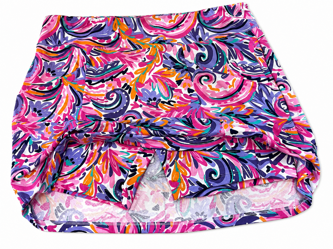 IBKUL Womens Aubrey Print Skort 18" - Plum/Multi - XL