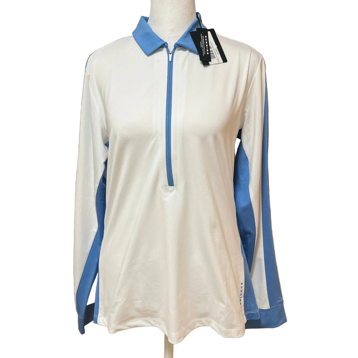 Dunning Moira Ventilated Long Sleeve Polo - White/Lake Blue - Medium - Skorzie