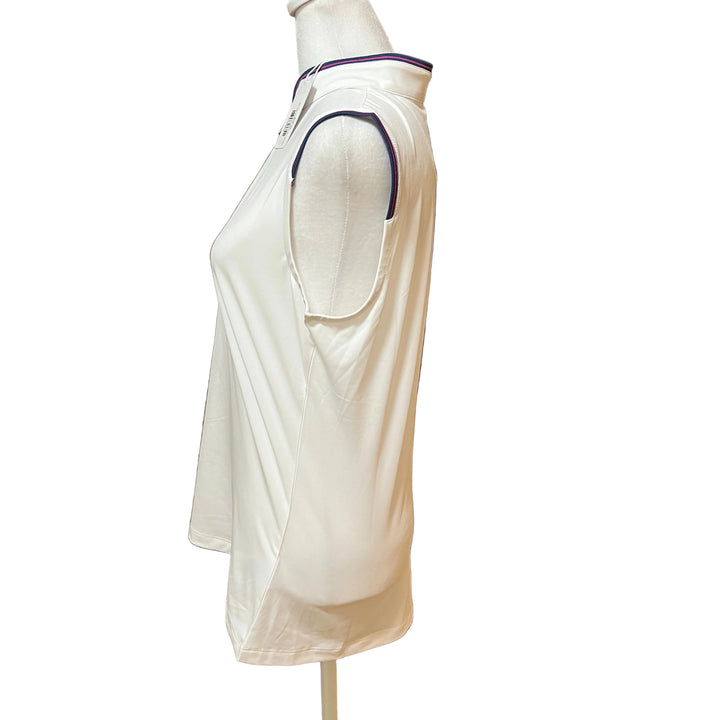 Greg Norman Drive Tipped Sleeveless Polo - White - Medium - Skorzie
