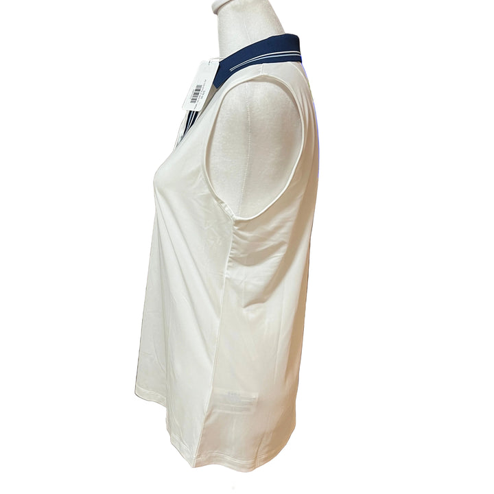 Greg Norman Rally Tipped Sleeveless Polo - White - Medium - Skorzie