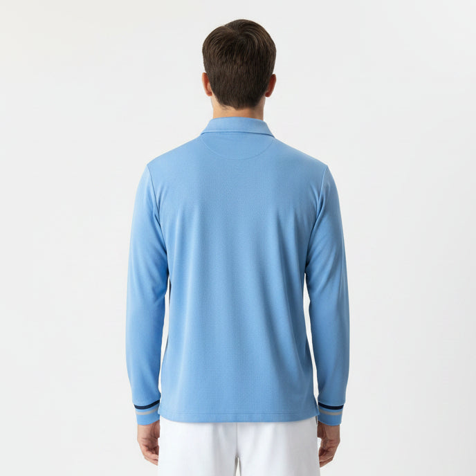 Original Penguin Men's Tennis Quarter Zip Chevron Blissful Blue Size L