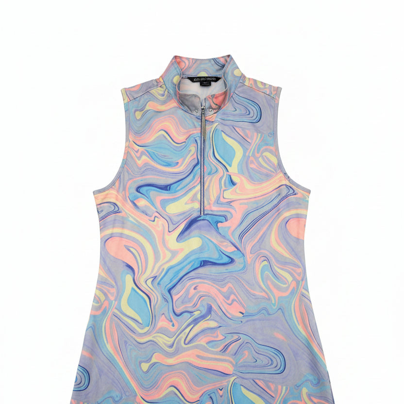 Jamie Sadock Womens Swirl Sorbet Sleeveless Zip Mock - Purple Rain