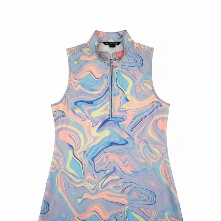 Jamie Sadock Womens Swirl Sorbet Sleeveless Zip Mock - Purple Rain
