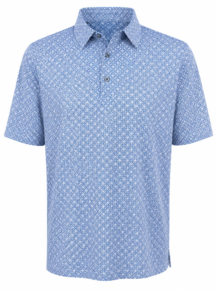 Bobby Jones Performance Medallion Print Jersey Polo - Dutch Blue - Large