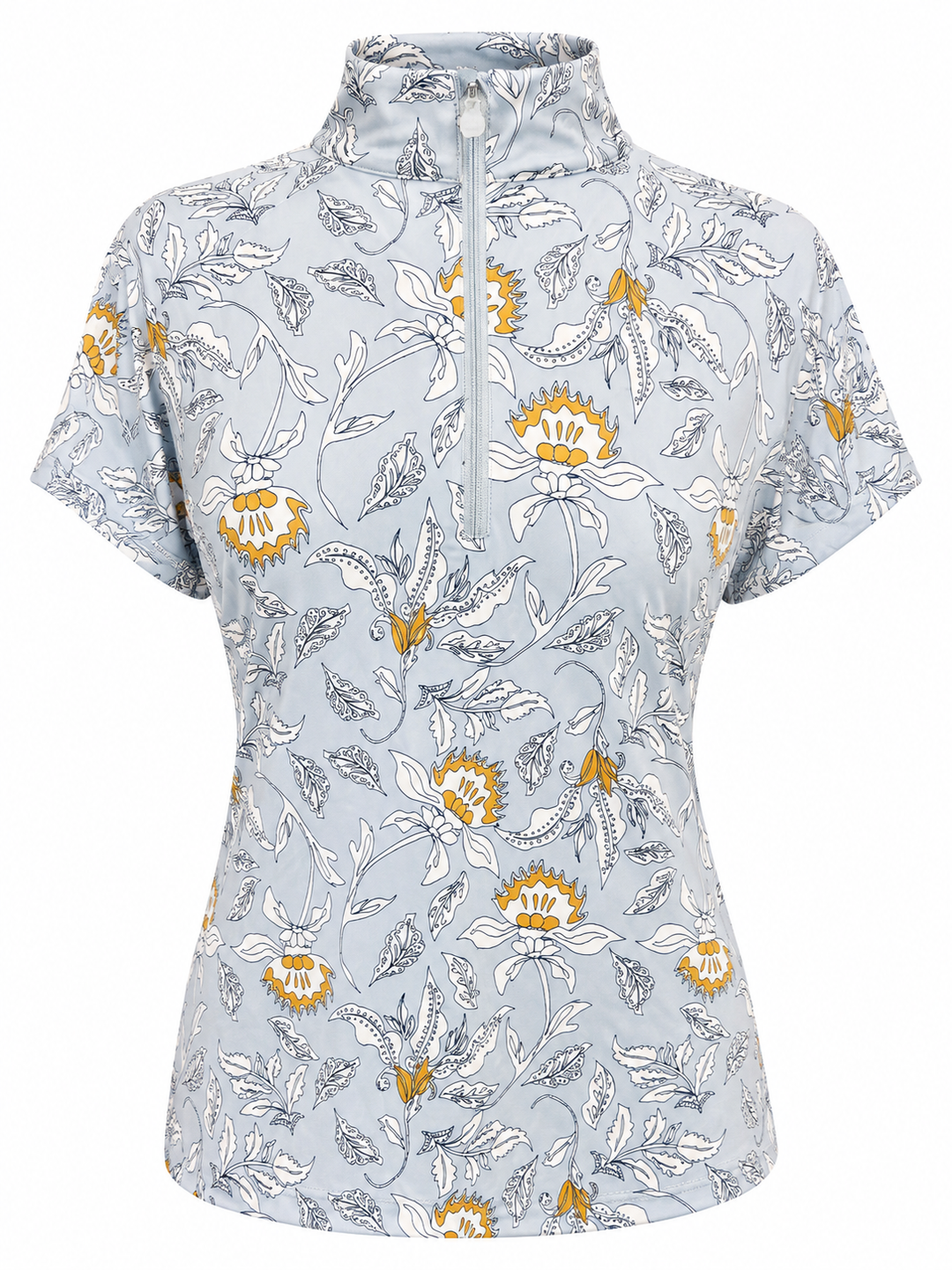 Kastel Denmark Cap Sleeve 1/4 Zip Sun Shirt - Dove Vintage Jacobean - Skorzie