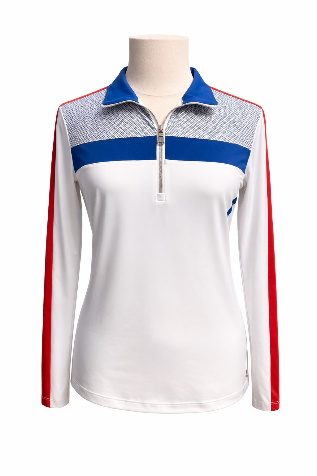 Lohla Sport The Anna Long Sleeve Top - White/Blueberry/Red - Skorzie