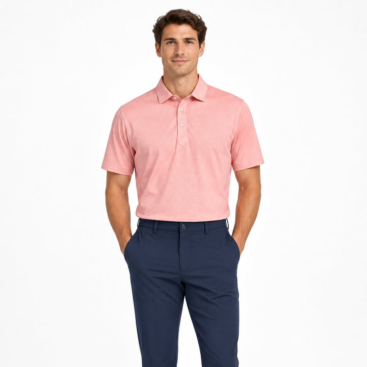 Collars & Co. Men's Polo Performance Fabric Semi-Spread Collar Peach Size M