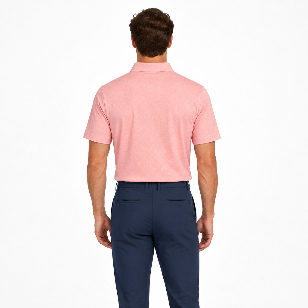 Collars & Co. Men's Polo Performance Fabric Semi-Spread Collar Peach Size M