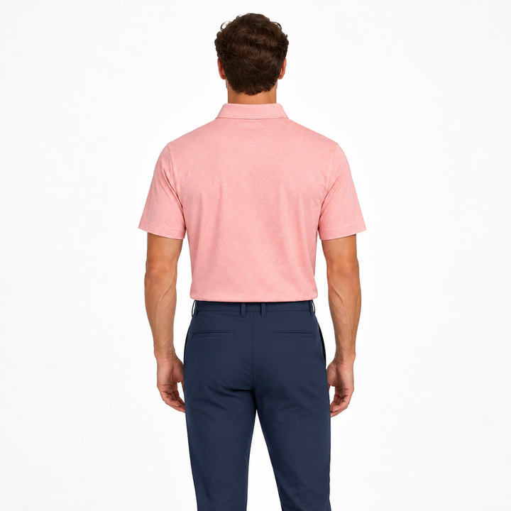 Collars & Co. Men's Polo Performance Fabric Semi-Spread Collar Peach Size M