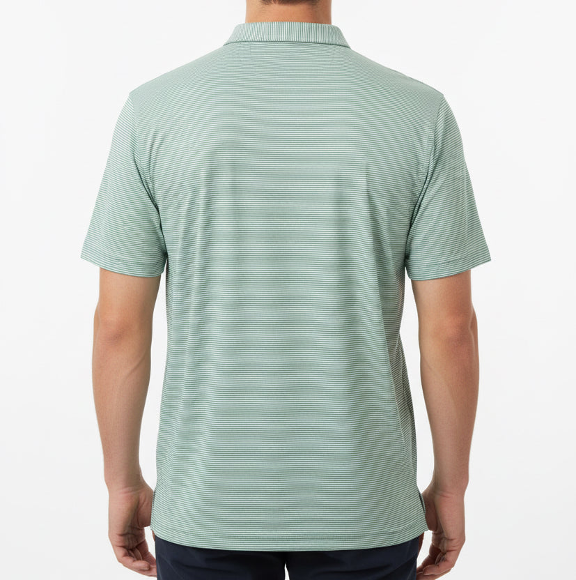 Straight Down Men's Golf Polo Peninsula Stripe Celery Size L