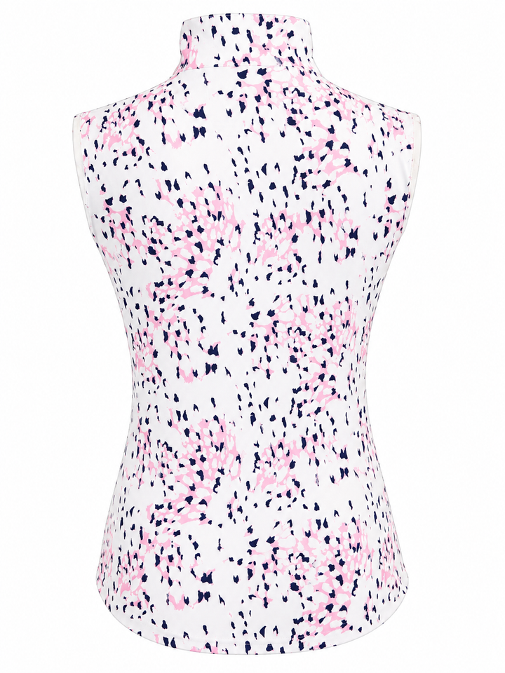 SanSoleil Womens Sleeveless Zip Top - Pink Coral - Small