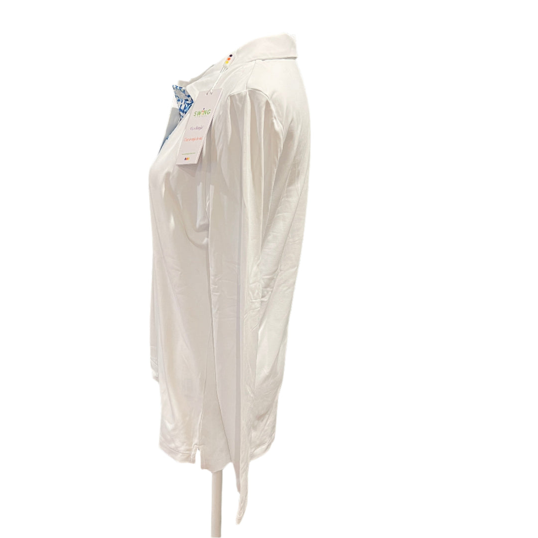Swing Control Button Up Velocity Polo - White/Fireworks - Small - Skorzie