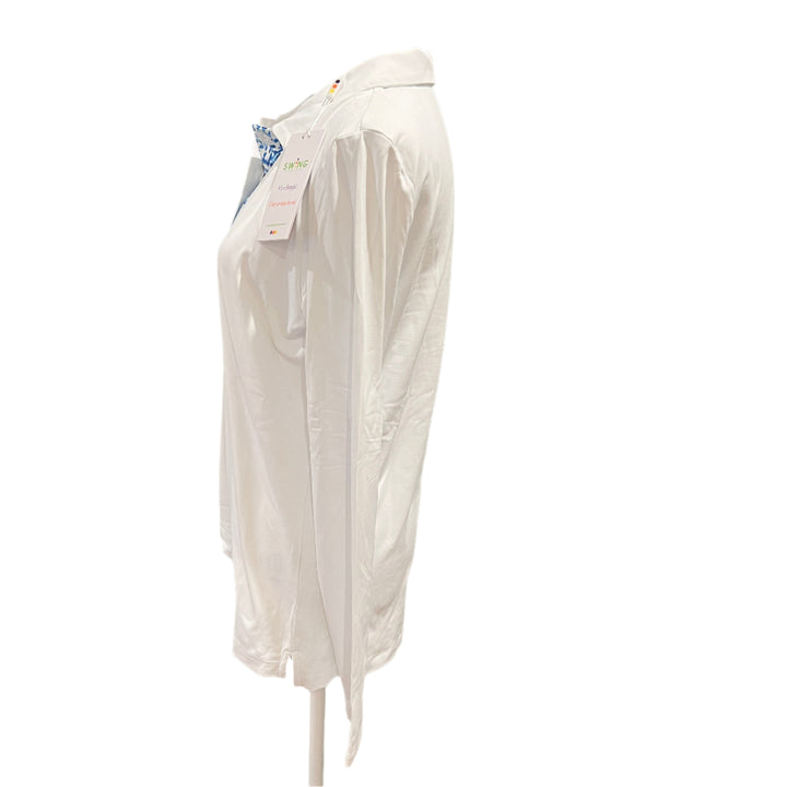 Swing Control Button Up Velocity Polo - White/Fireworks - Small - Skorzie