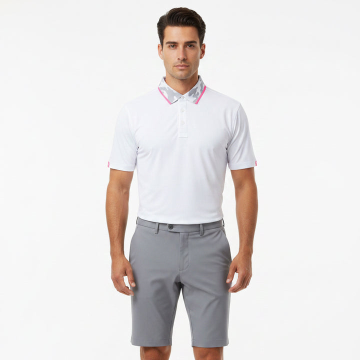 G/FORE Men's Polo Camo Collar Performance Pique Snow Size M
